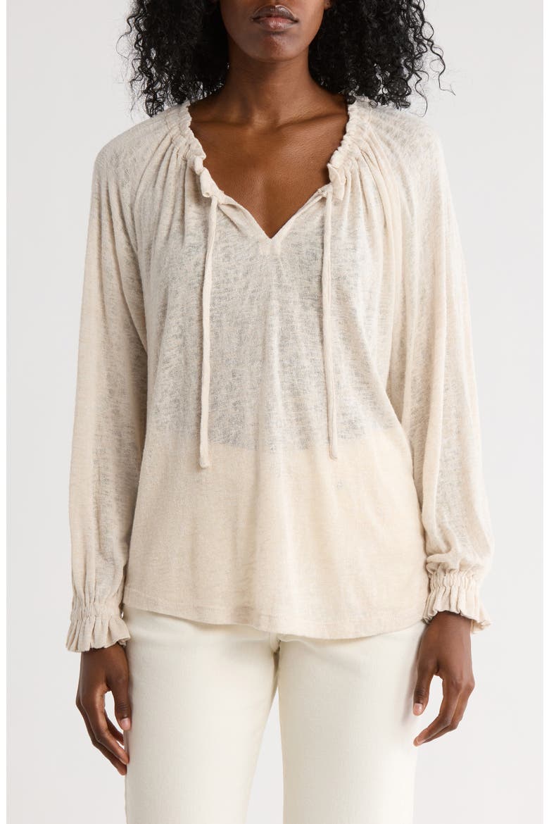 Long Sleeve Peasant Top, Main, color, NATURAL