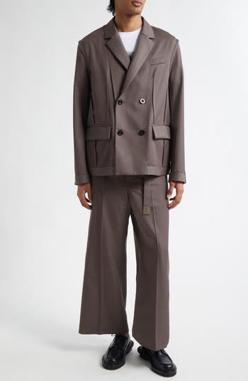 Sacai Belted Wide Leg Wool Pants | Nordstrom