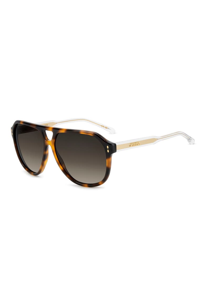 60mm Gradient Pilot Sunglasses, Alternate, color, HAVANA/ BROWN SF