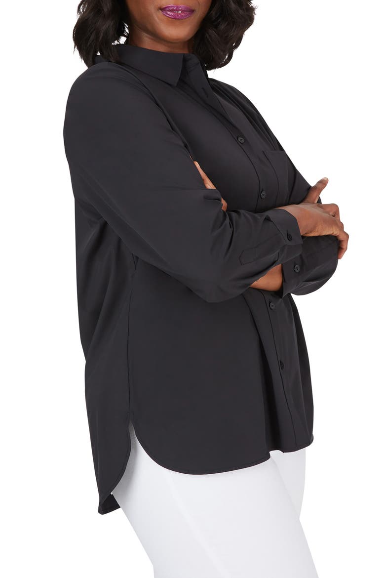 Manhattan Solid Stretch Shirt, Alternate, color, BLACK
