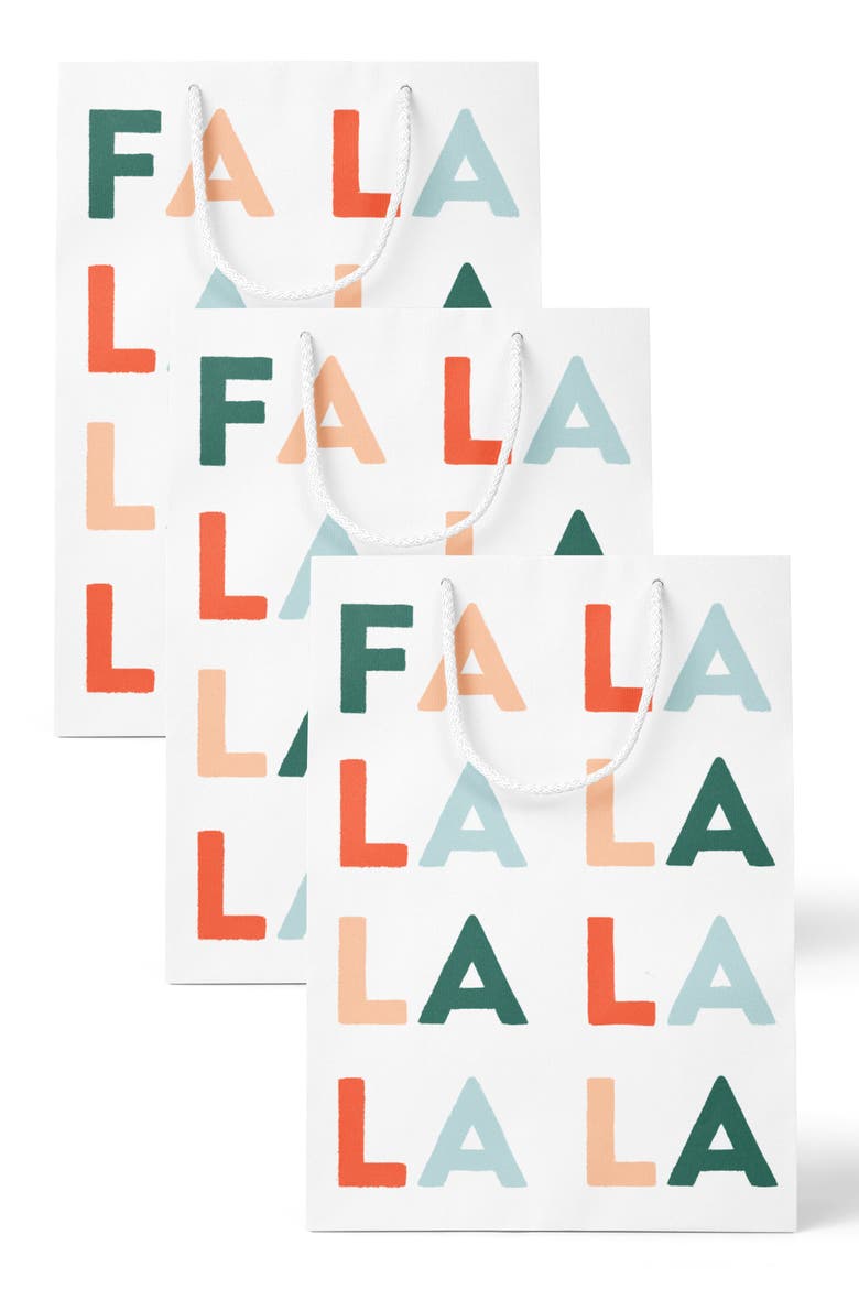 FA LA LA & Checkered Holiday Gift Bag Set of 3, Main, color, Red / White Checkered