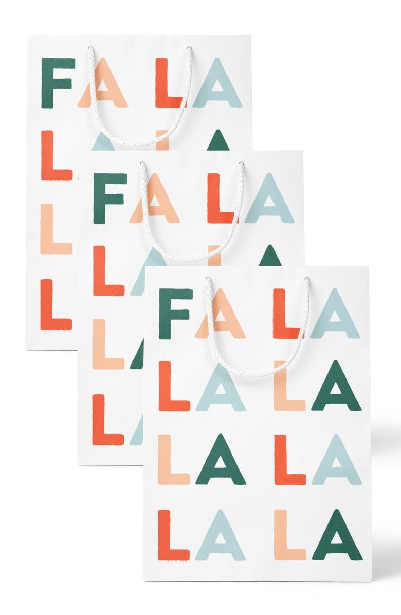 Joy Paper Co. FA LA LA & Checkered Holiday Gift Bag Set of 3, Main, color, Red / White Checkered