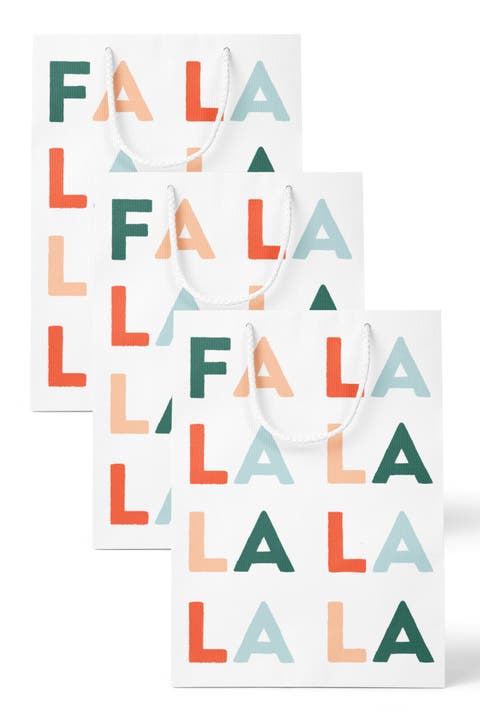 FA LA LA & Checkered Holiday Gift Bag Set of 3