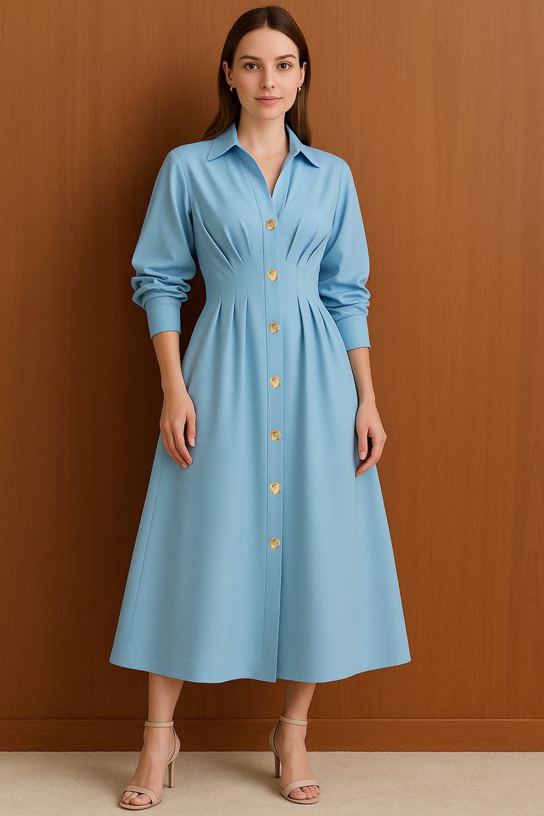 Alba Midi Shirt Dress, Alternate, color, LIGHT BLUE