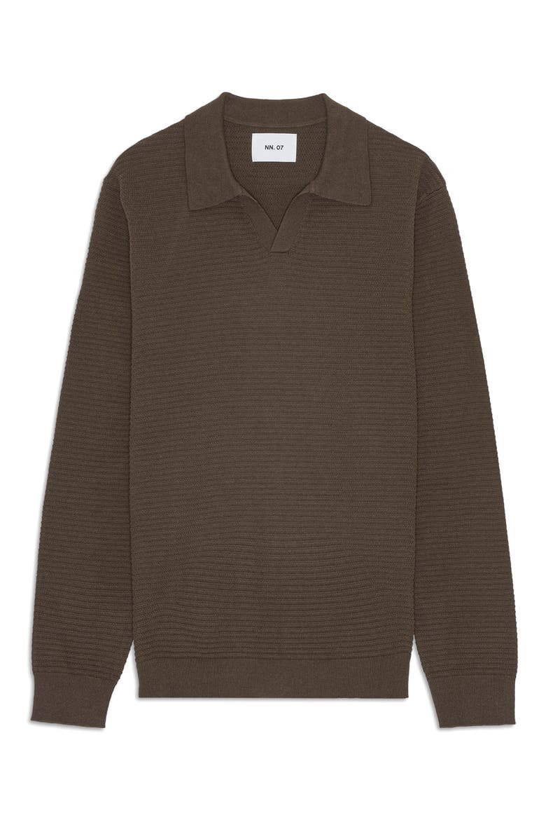 Paul 60019 Long Sleeve Ribbed Organic Cotton Polo Sweater, Main, color, DEMITASSE