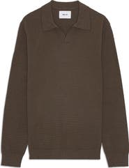 NN07 Paul 60019 Long Sleeve Ribbed Organic Cotton Polo Sweater