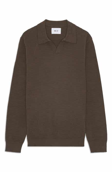 NN07 Paul 60019 Long Sleeve Ribbed Organic Cotton Polo Sweater