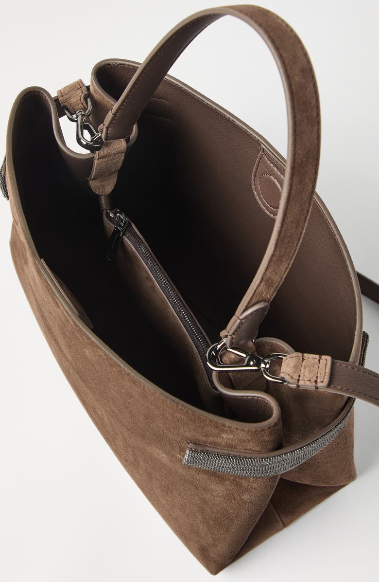 Brunello Cucinelli Suede Top-Handle Essence bag, Alternate, color,