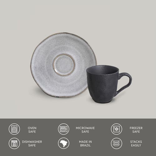 Porto Brasil Coffee Cup & Saucer Set Of 6 In Brown