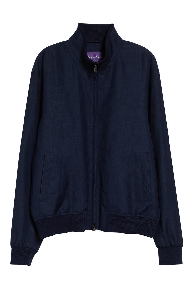 Felton Linen, Wool & Silk Flight Jacket, Alternate, color, NAVY