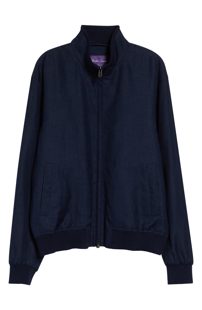 Ralph Lauren Purple Label Felton Linen, Wool & Silk Flight Jacket, Main, color, Navy