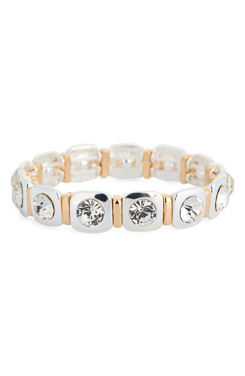 NORDSTROM RACK Crystal Accent Stretch Bracelet, Main, color, Clear- Silver- Gold