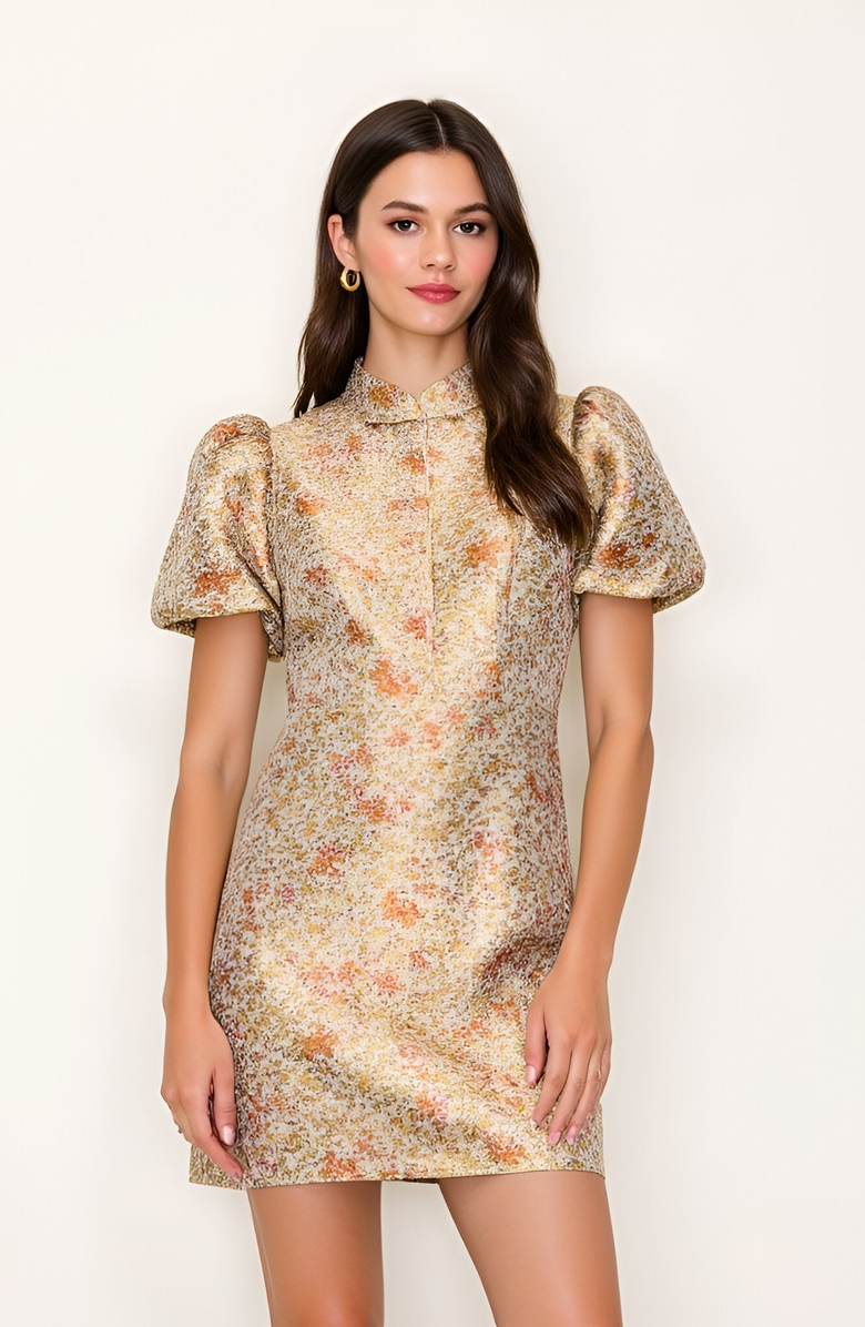 Modenaire Floral Puff Sleeve Mini Dress, Main, color, 