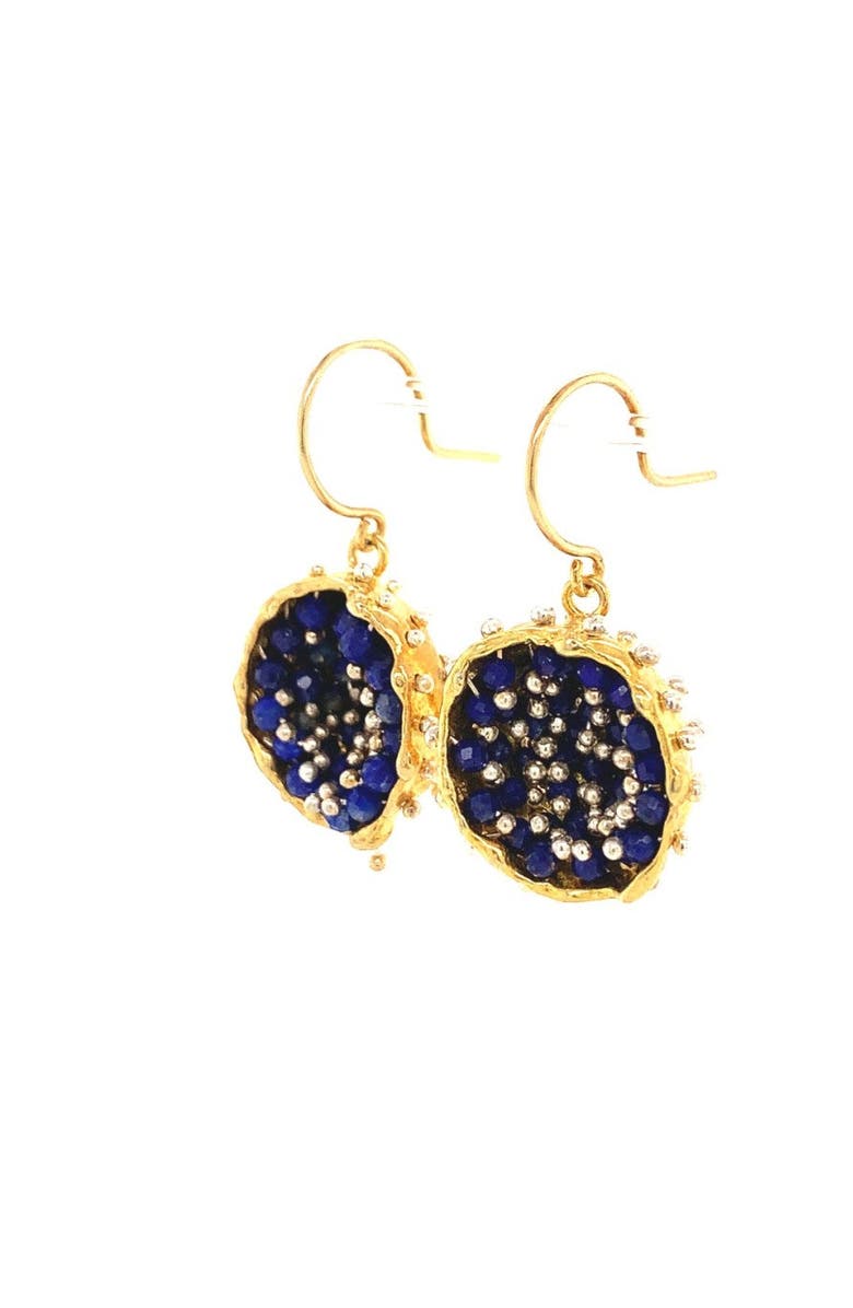 Esin Akan Dance of Stamens Medium Earring, Gold Plated Earring with Lapis Lazuli, Alternate, color, Gold Plated