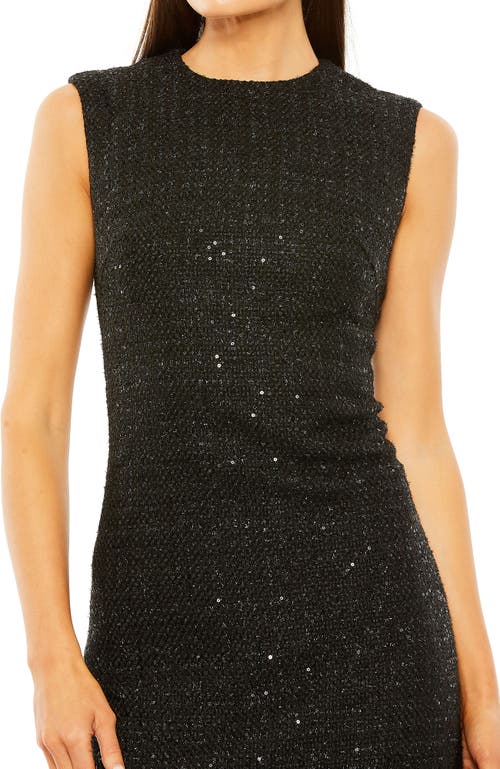 Mac Duggal Embellished Feather Trim Shift Dress In Black