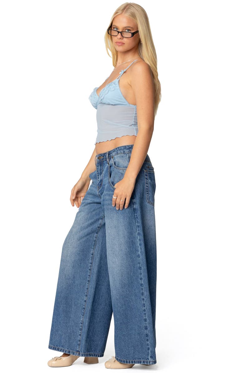 EDIKTED Berkley Lace Trim Sheer Mesh Camisole, Alternate, color, Light-Blue