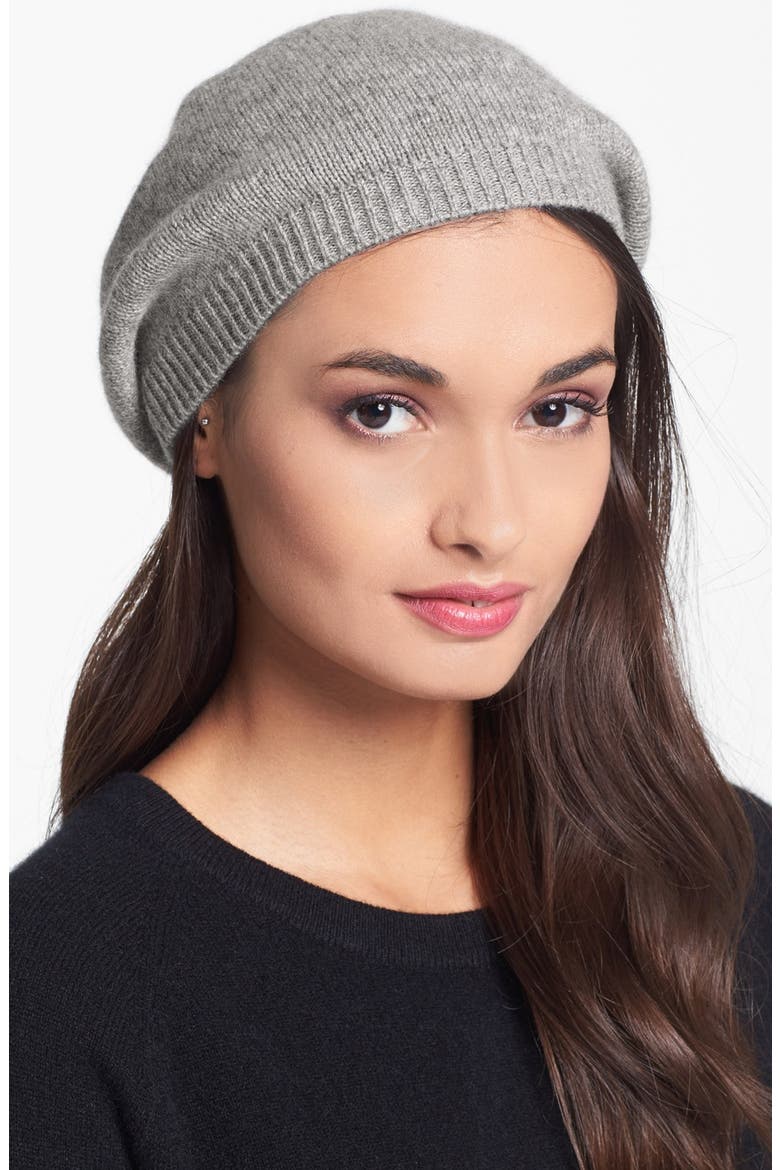 Cashmere Beret, Main, color, GREY HEATHER