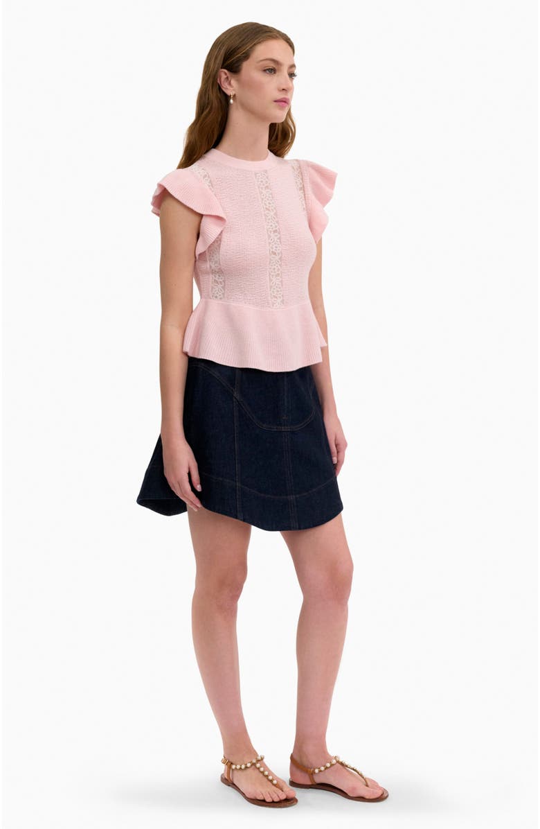 Rebecca Taylor Rhea Lace Knit Sweater, Alternate, color, Peony Pink