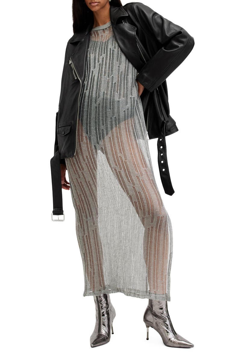 AllSaints Billie Leather Biker Jacket, Alternate, color, Black