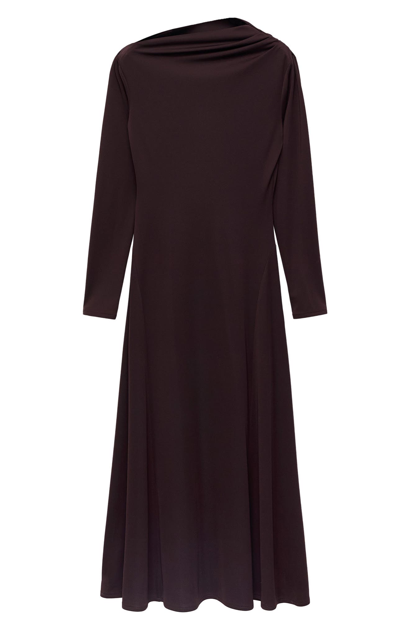 MANGO Asymmetric Neck Long Sleeve Midi Dress