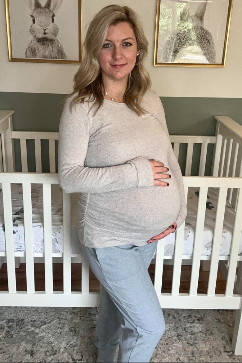 Soft Knit Ruched Maternity Top, Alternate, color, Heather Grey