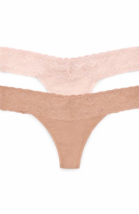 Bliss Perfection Lace Trim One Size Thong 2-Pack