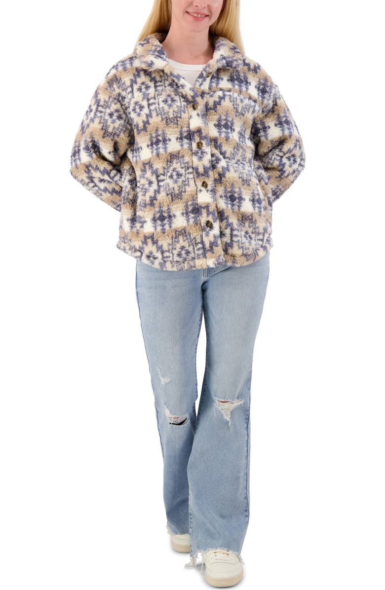Lucky Brand Patterned High Pile Fleece Shacket, Alternate, color, 