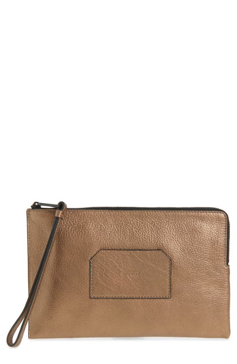 Large Joshi Leather Wristlet Clutch