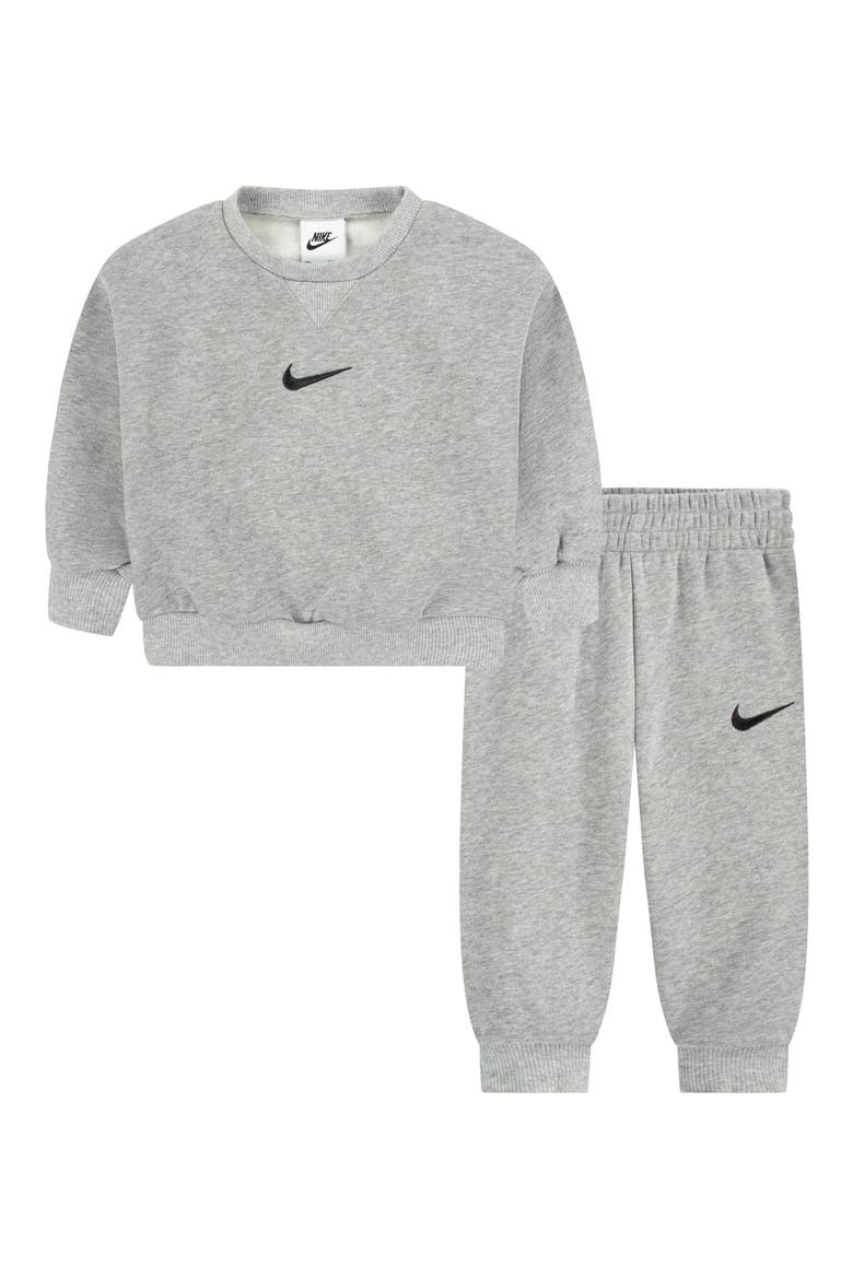 Essential Fleece Crewneck Sweatshirt & Joggers Set, Main, color, DARK GREY HEATHER