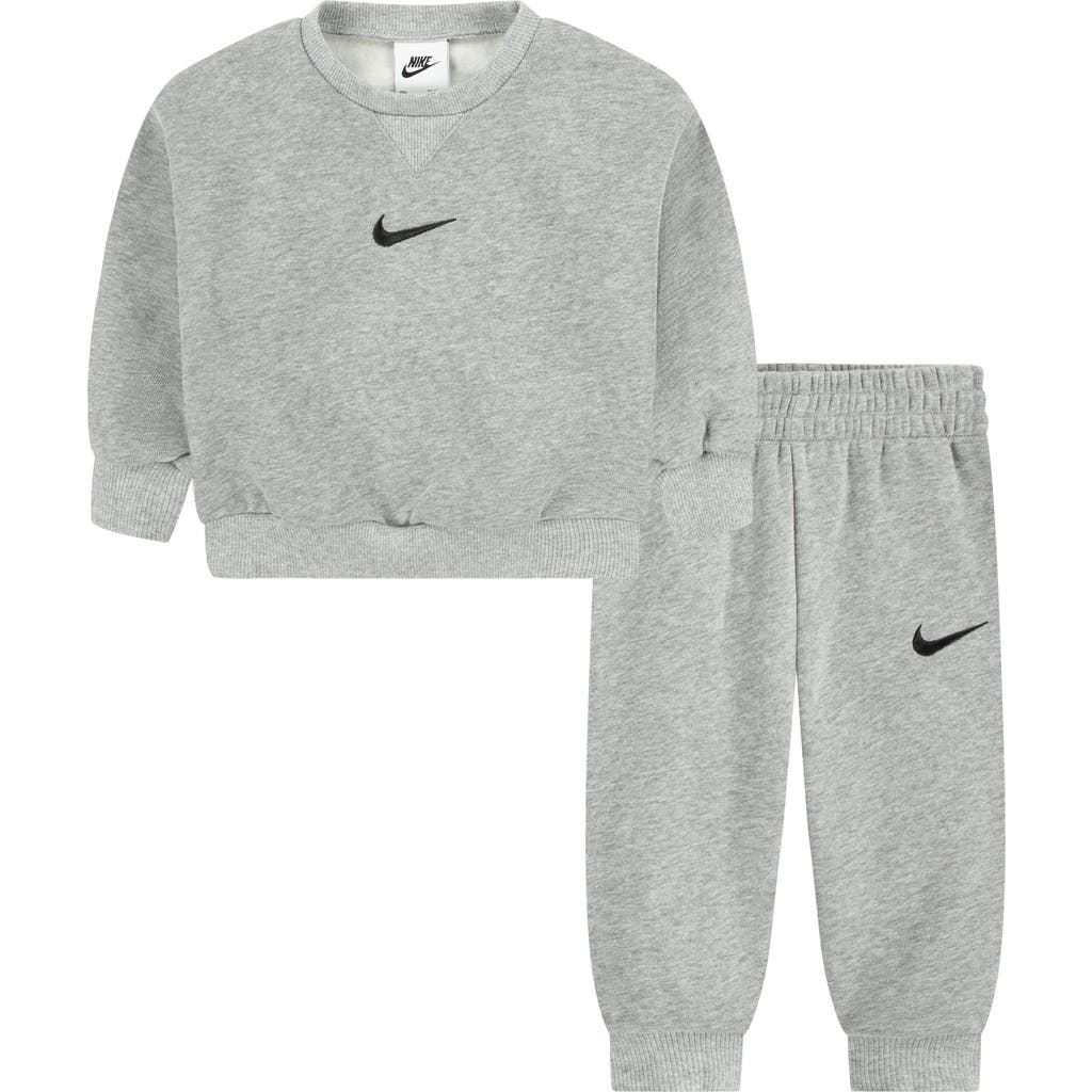 Nike Essential Fleece Crewneck Sweatshirt & Joggers Set In Gray