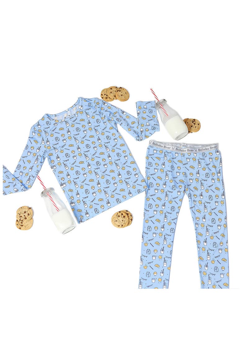 Kids' Blue Milk & Cookies Set of 2 Piece Pajamas, Alternate, color, MILK & COOKIES BLUE