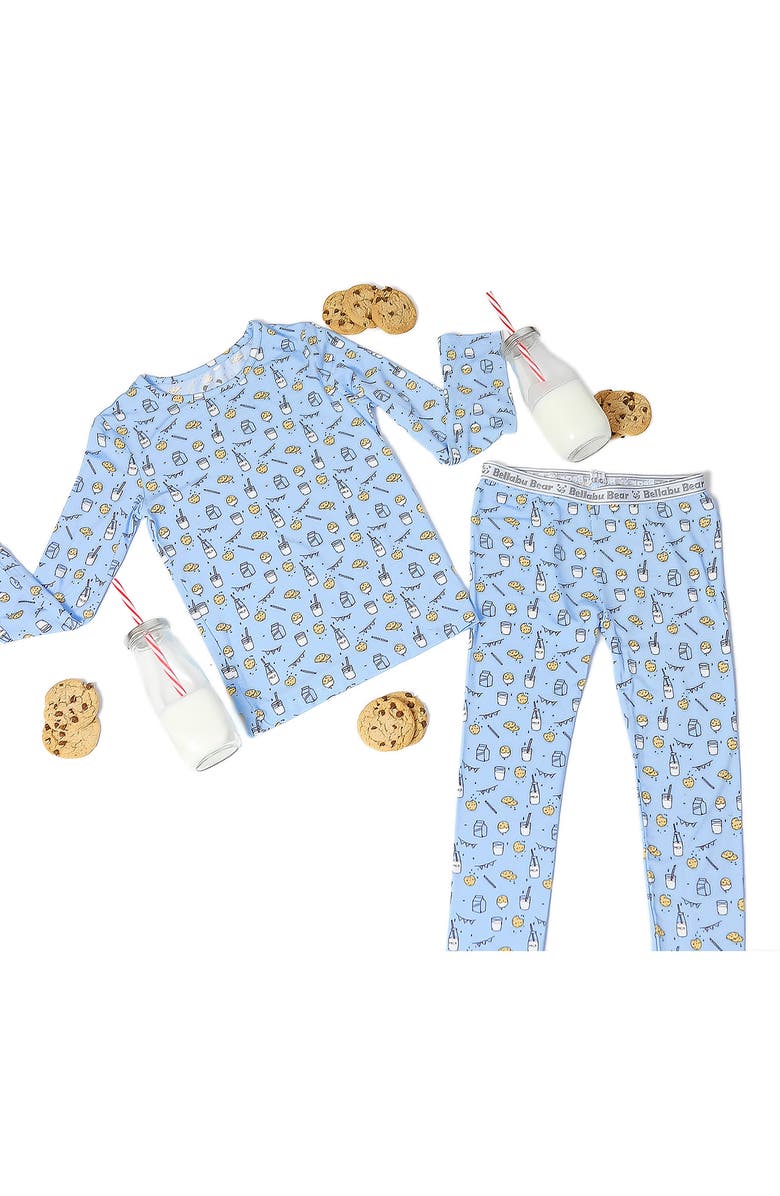 Bellabu Bear Kids' Milk & Cookies Two-Piece Fitted Pajamas, Alternate, color, 