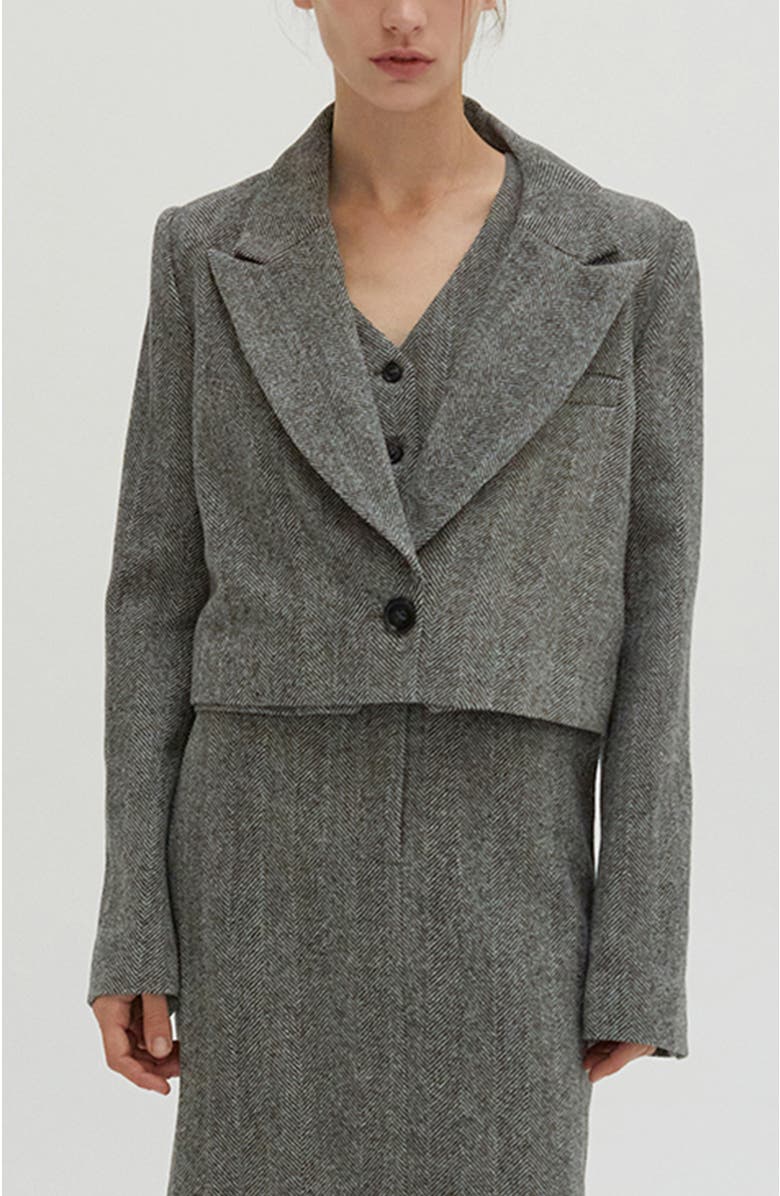 CRESCENT Brushed Herringbone Cropped Blazer, Main, color, 