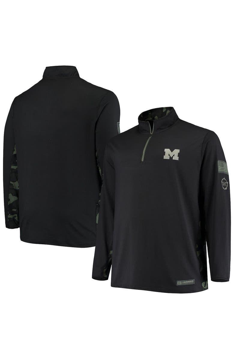 COLOSSEUM Men's Colosseum Black Michigan Wolverines OHT Military Appreciation Big & Tall Quarter-Zip Jacket, Main, color, 