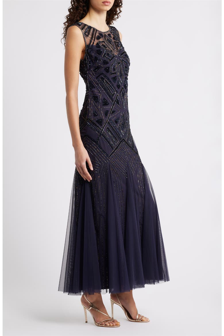 Geometric Beaded Sleeveless Gown, Alternate, color, PLUM 502