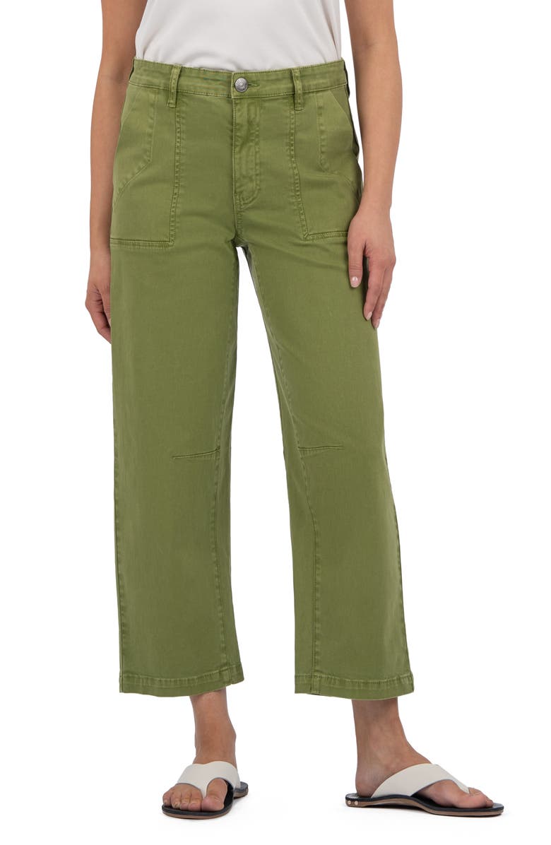 KUT from the Kloth Ashton Crop Barrel Linen Blend Pants, Main, color, Kiwi