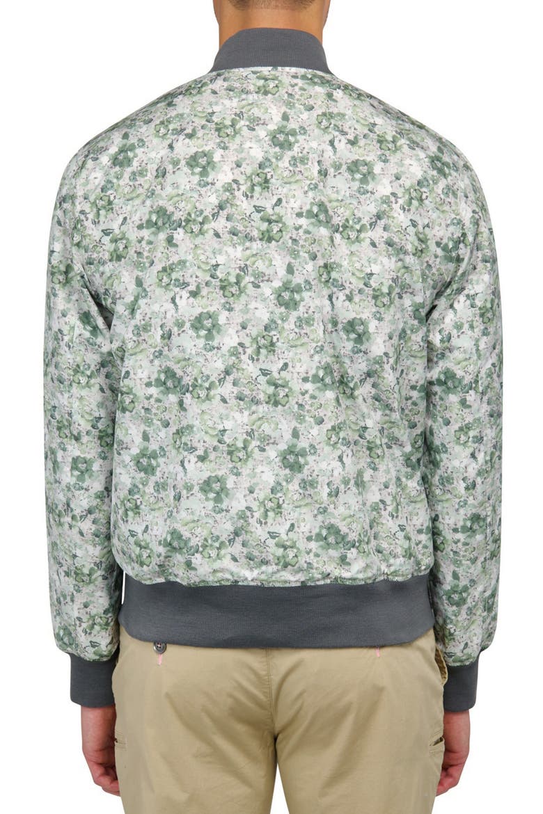 Slim Fit Floral Reversible Bomber Jacket, Alternate, color, BEIGE