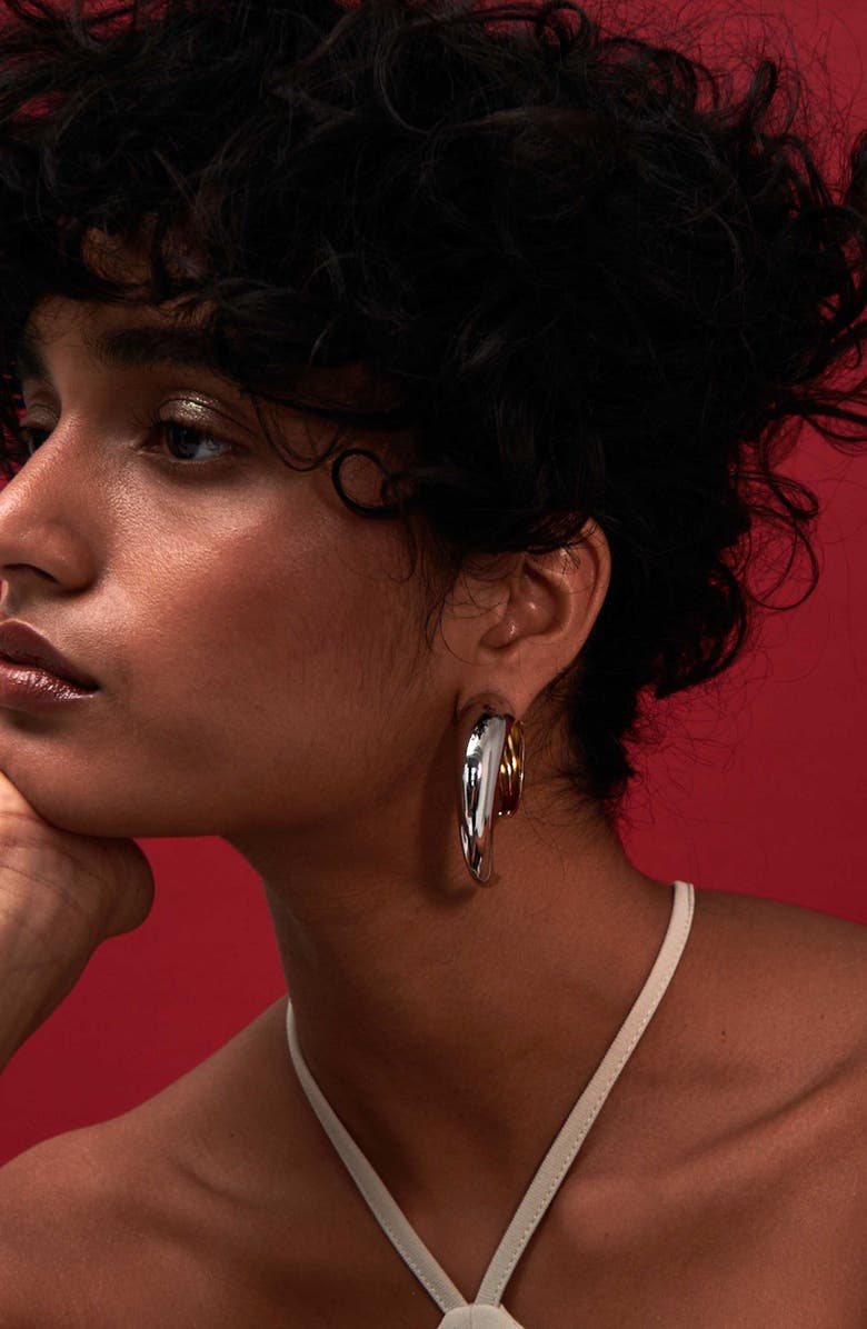 DEMARSON Kiki Mixed Metal Convertible Earrings, Alternate, color, Gold/Silver