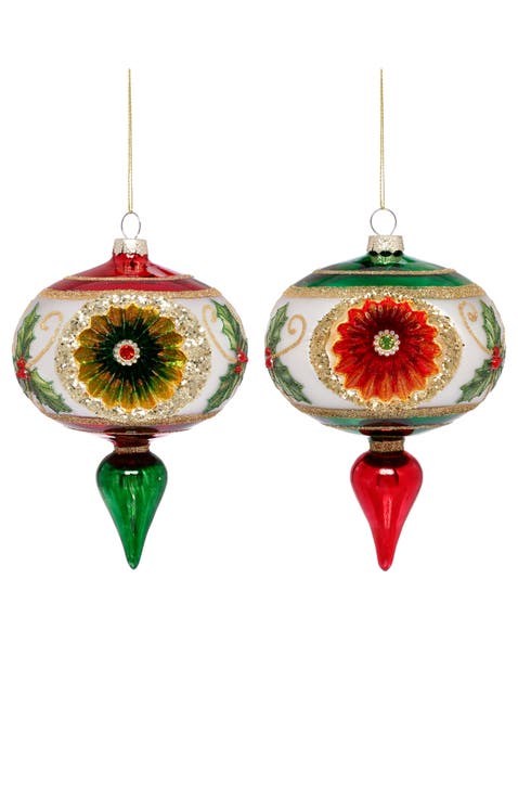 Holly Berry Finial Ornament, Set of 6