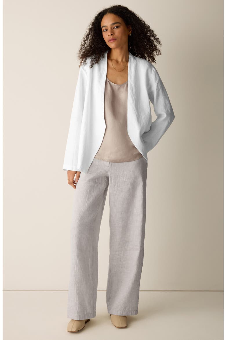 Open Front Organic Linen Jacket, Alternate, color, WHITE
