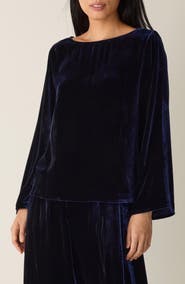 Eileen Fisher Ballet Neck Flare Sleeve Velvet Top