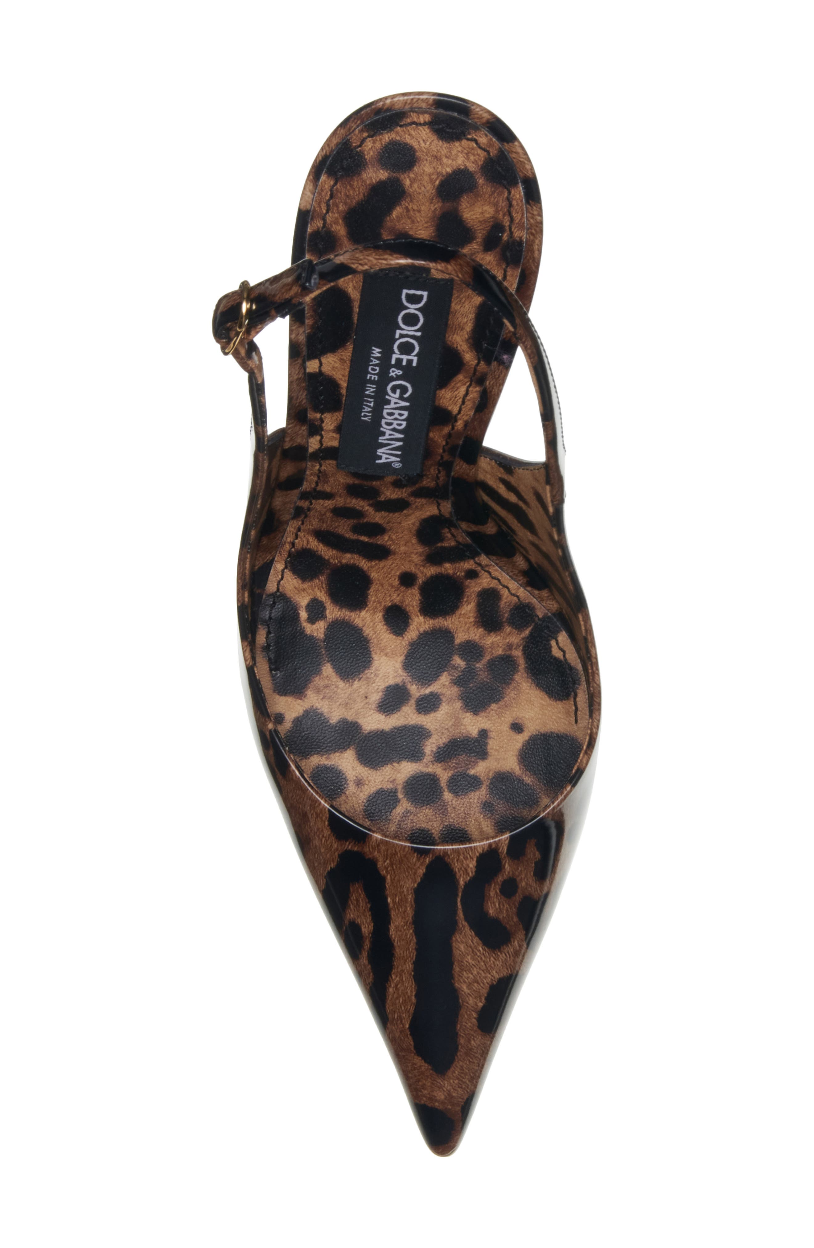 Dolce&Gabbana Leopard Print Pointed Toe Slingback Pump, Alternate, color, Print Leo