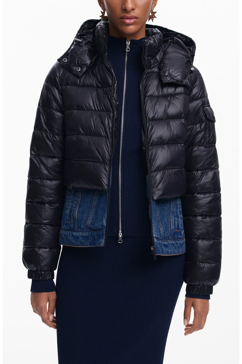 Mich Layered Puffer Coat, Main, color, BLACK
