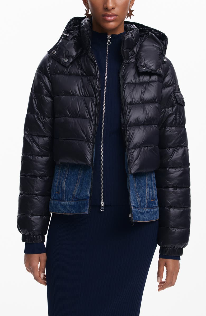 Desigual Mich Layered Puffer Coat, Main, color, 