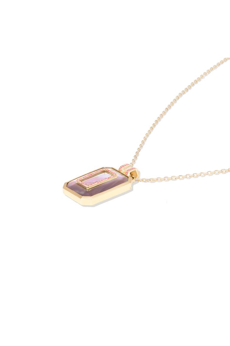 Spark Emerald Cut Pendant Necklace, Alternate, color, Blk Mother of Pearl & Pnk Saph