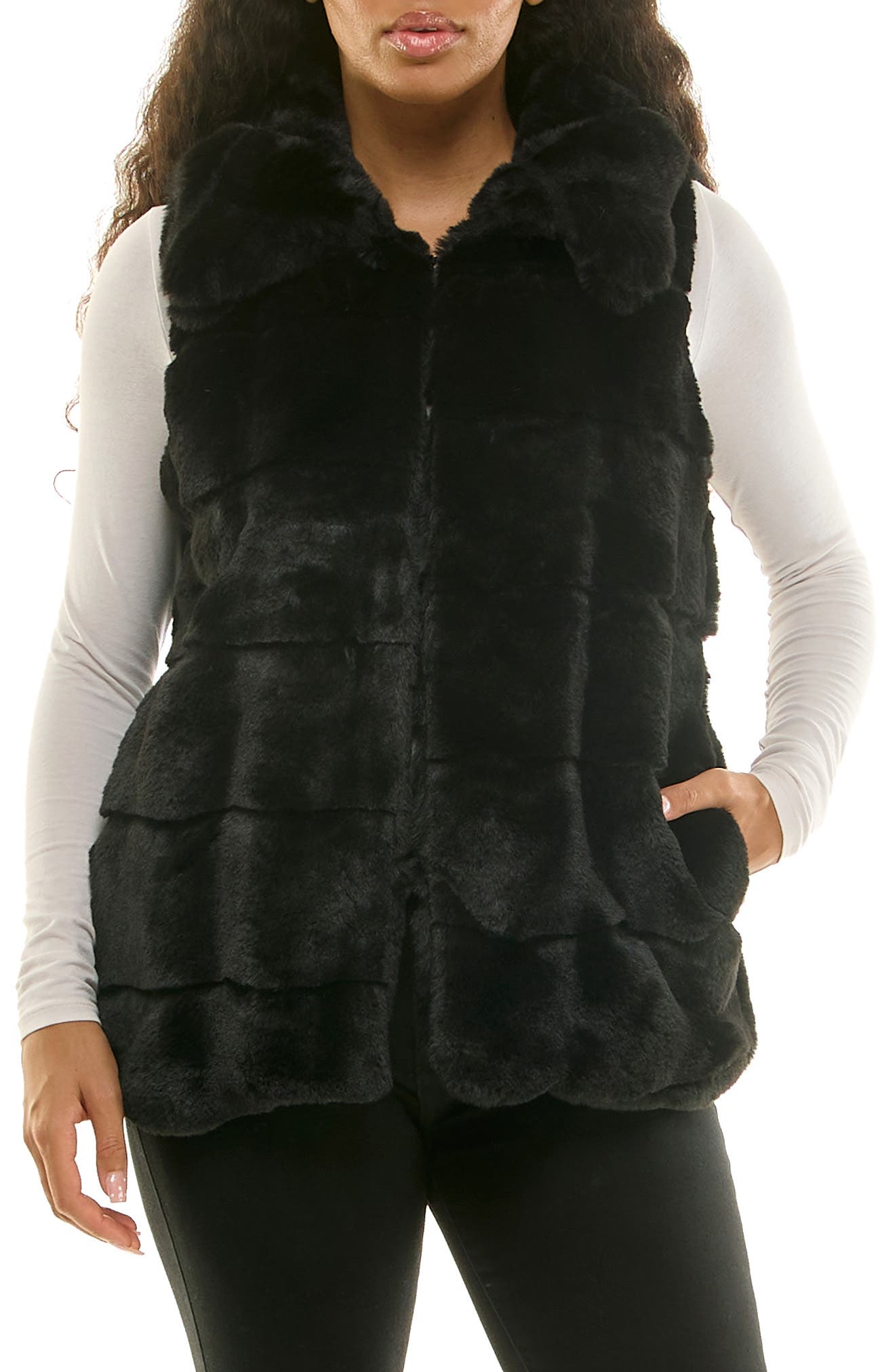 Nina Leonard Faux Fur Vest
