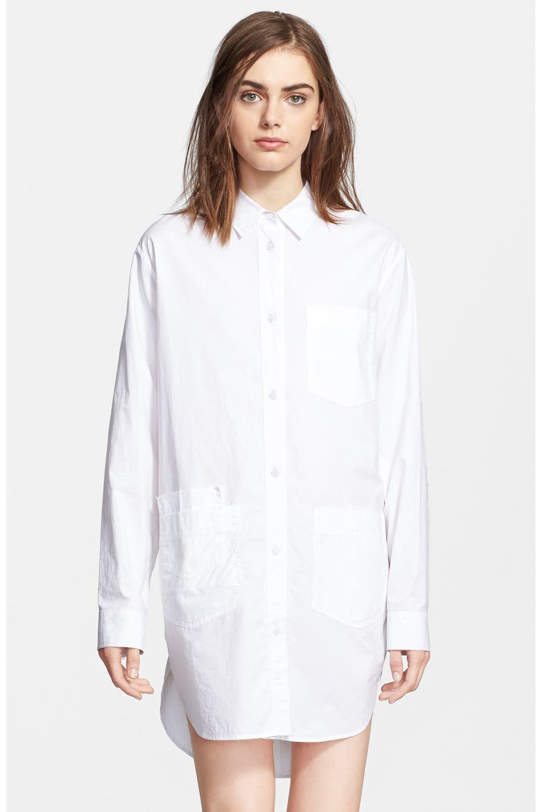T by Alexander Wang Cotton Poplin Shirtdress, Alternate, color, WHITE