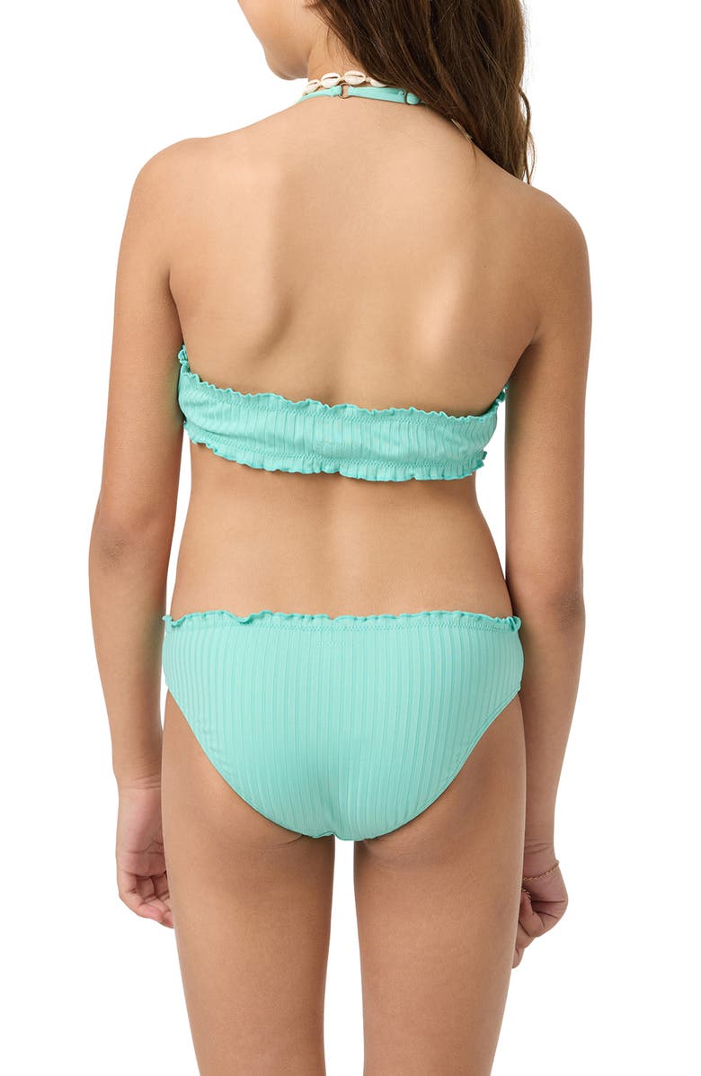 O'Neill Kids' Shore Break Rib Ruffle Two-Piece Swimsuit, Alternate, color, Holiday