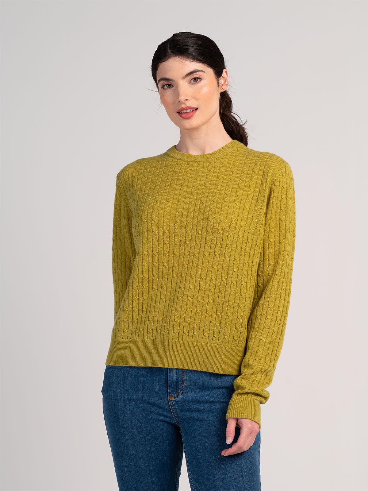 Cable Cashmere Blend Crew Neck Sweater