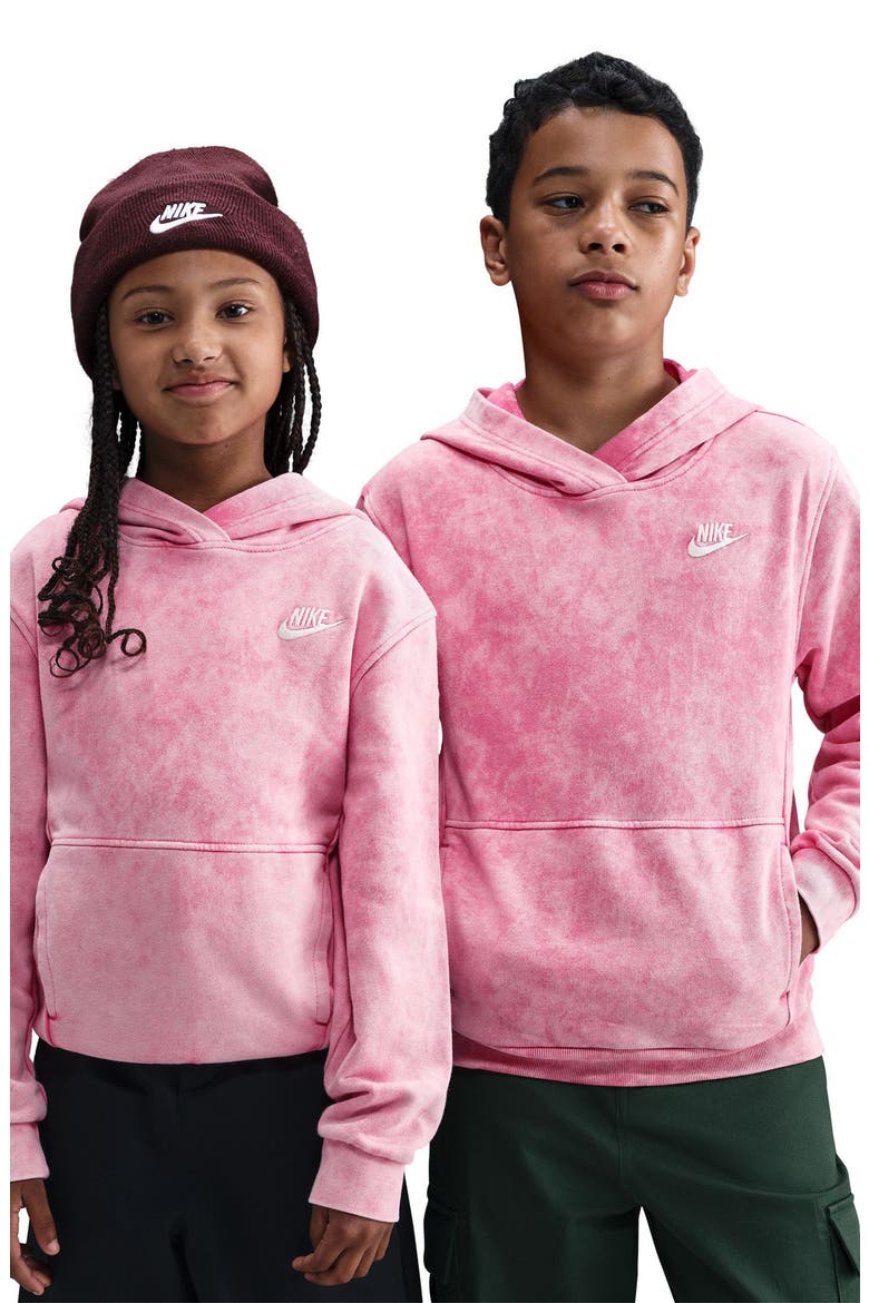 Kids' Cotton Blend Fleece Hoodie, Alternate, color, PINKSICLE/ WHITE
